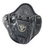 Cardini Leather USA – Cáscara Hybrid Holsters – Left Handed – Black Leather & Kydex Carbon Front with Black Mesh Padding Back – for Glocks 17, 19, 23 – Concealed Carry IWB with Clip