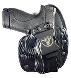 Cardini Leather USA – Cáscara Hybrid Holsters – Left Handed – Black Leather & Kydex Carbon Front with Black Mesh Padding Back – for Glocks 17, 19, 23 – Concealed Carry IWB with Clip