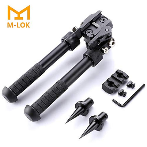 Sawke Mlok Bipod for Rifles - 6.5-9 Inch Tactical Rifle Bipod Adjustable,CNC QD Lever Mount,360 Degree Swivel Adapter with Bipod Spikes and Mlok Picatinny Rail Mount