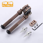 Sawke Keymod Bipod for Rifles - 6.5-9 Inch Tactical Rifle Bipod Adjustable,CNC QD Lever Mount,360 Degree Swivel Adapter with Bipod Spikes and Keymod Picatinny Rail Mount (Brown)
