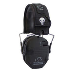 Walker's Hearing Protection Patriot Series Razor Slim Safety Ear Protection Muffs with NRR 23dB Noise Reduction Rating, Black Punisher