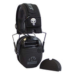 Walker's Hearing Protection Patriot Series Razor Slim Safety Ear Protection Muffs with NRR 23dB Noise Reduction Rating, Black Punisher