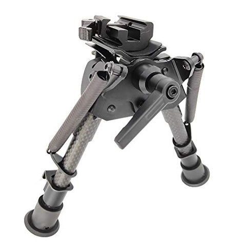 FeelRight 6-9 Inch Tactical Carbon Fiber Hunting Bipod Quick Release Swivel Style with Podlock for Picatinny Rail or Sling Swivel Studs