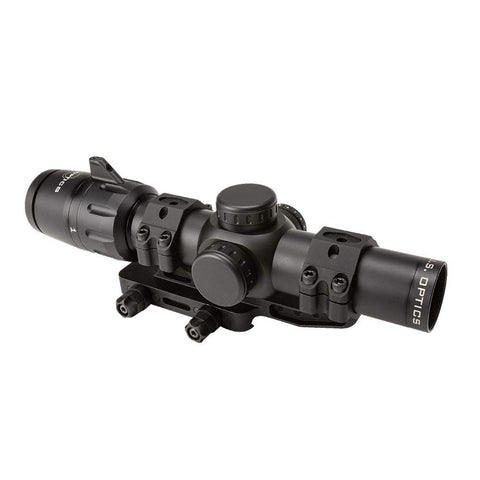 US Optics 1-6x24mm SFP 2 MOA Red Dot MIL-Scale 2/10 MIL Elev and Win Zeroing Knobs Reticle Riflescope with Zero Delta DLOC-M4 34mm Scope Mount Included
