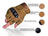 TitanOPS Fingerless Hard Knuckle Motorcycle Military Tactical Combat Training Army Shooting Outdoor Gloves (Tan, M)