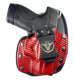 Cardini Leather USA – Cáscara Series Hybrid Holsters – Right Handed – Red Kydex Carbon Front with Red Mesh Padding Back – for Glocks 17, 19, 23 – Concealed Carry IWB with Clip