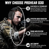 PROHEAR 030 Electronic Shooting Ear Protection Earmuffs with Bluetooth, Noise Reduction Sound Amplification Hearing Protector for Gun Range, Hunting, Gifts for Women and Man - Black