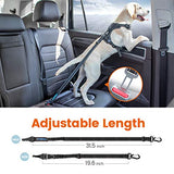 IOKHEIRA Dog Seatbelt, Updated Dog Seat Belt, Multifunctional Pet Safety Belt Reflective Bungee Dog Car Harness with Hook Latch& Seatbelt Buckle, Swivel Aluminum Carabiner