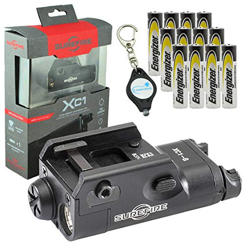 SureFire Weaponlight XC1-B Compact Handgun Light with 12 Extra Energizer AAA Batteries and Lumintrail Keychain Light