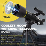 Telescope, HOROX 70mm Aperture 400mm Refractor Telescope for Astronomy Beginners, Fully Multi Coated Optics w. Pro Tripod & Phone Adapter, Portable Telescopes Backpack,Cool Tech Gift