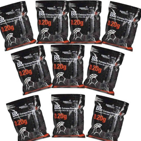 Lancer Tactical 10,000 Competition Grade Airsoft BBS .2g 6mm Pistol Gun Sniper Rifle Ammo