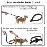 Lukovee Tactical Dog Collar and Leash Set, Adjustable Military Training Nylon Collar and Heavy Duty Bungee Lead with Soft Cover Control Handles Quick Release Buckle for Dogs Daily Walks (Leash+Collar)