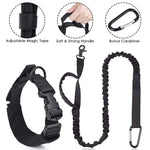 Lukovee Tactical Dog Collar and Leash Set, Adjustable Military Training Nylon Collar and Heavy Duty Bungee Lead with Soft Cover Control Handles Quick Release Buckle for Dogs Daily Walks (Leash+Collar)