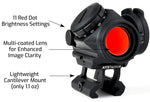 AT3 Tactical RD-50 PRO Red Dot Sight with .83" Riser - for Absolute Cowitness with Iron Sights - 2 MOA Compact Red Dot Scope