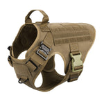 ICEFANG Large Dog Tactical Harness,Military K9 Working Dog Molle Vest,No Pulling Front Clip,Metal Buckle Easy Put On Off (L (28"-35" Girth), CB-Molle Half Body)
